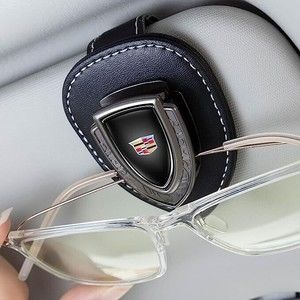 Car Sunglasses Holder Leather Sun Glasses Clip Cadillac Visor Accessories